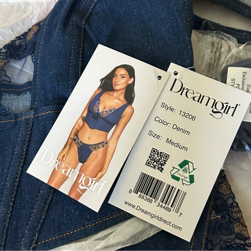 Dreamgirl Denim Blue Lace Bra Set